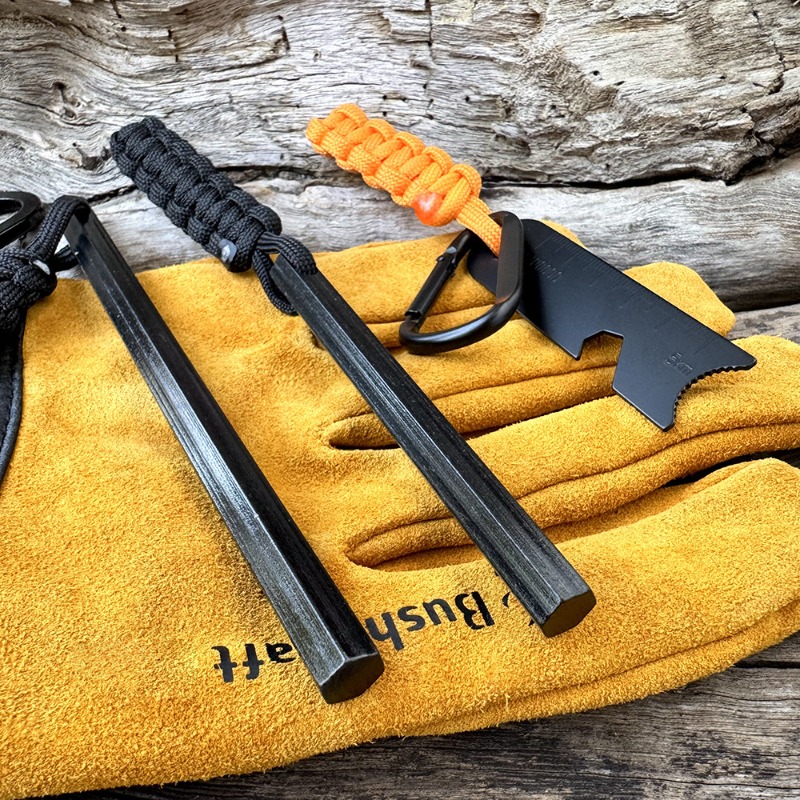 Fire Starting Kit - 手織りロープ六角形フリントマグネシウムスティックアウトドアサバイバルフリントスティック荒野サバイバルフリントキャンプツール男性用ギフト