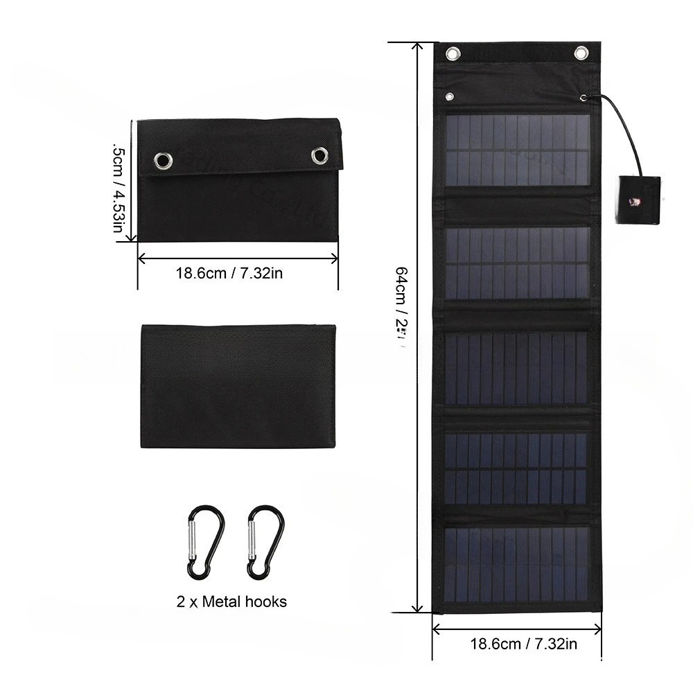 Solar Emergency Charger - 25W 5V ソーラーフォールディングバッグ 防水 緊急用 ポータブルソーラーパネル
