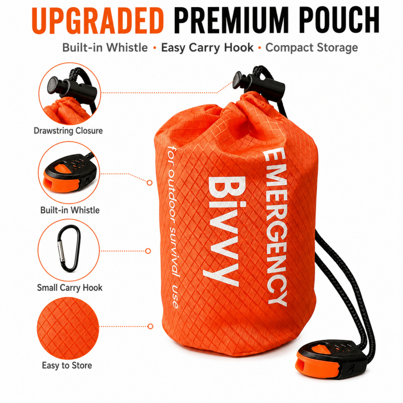 2パック緊急用寝袋、PEアルミフィルムビビーサック、プレミア - Bivy Bag Emergency のレビューと価格