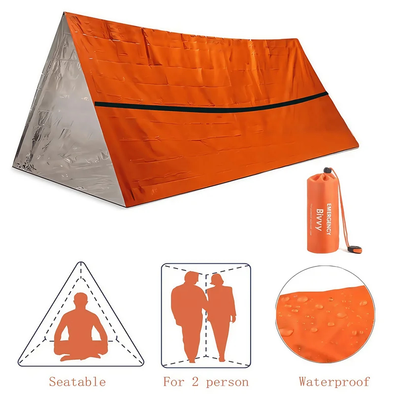 2人用緊急サバイバルシェルター 防水マイラービビーテント 保 - Bivy Bag Emergency のレビューと価格