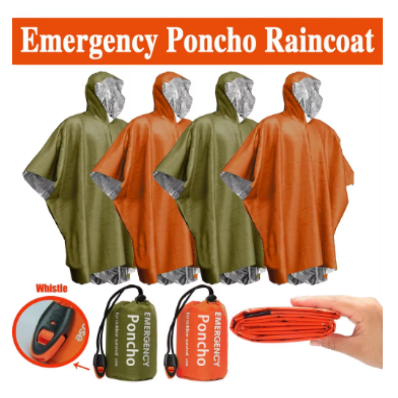 使い捨てアルミフィルム製サーマルレインポンチョ 防水緊急レイ - Emergency Poncho Rain のレビューと価格